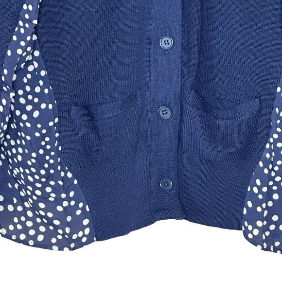 Sandrine Rose Polka Dot Oversized Mixed Media L/S Button Up Cardigan Women S NWT - Picture 5 of 9